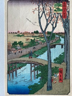 Authentischer Farbholzschnitt Satz von 5 aus Hundert berühmte Ansichten von Edo 名所江戸百景