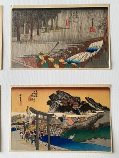 Authentischer Farbholzschnitt 6er-Set von 東海道五十三次大津 Die 53 Stationen des Tōkaidō