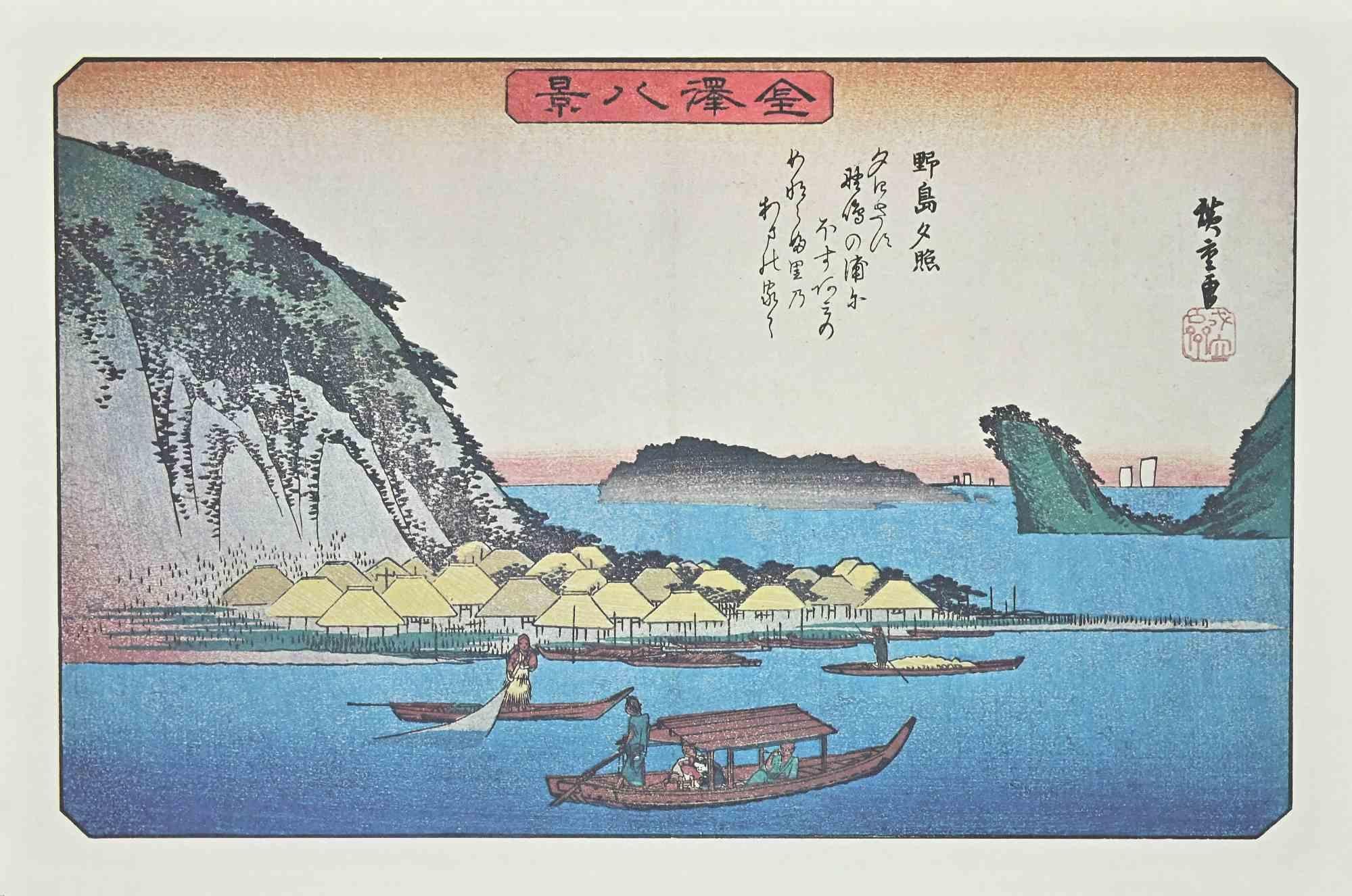 Eight Scenic Spots in Kanazawa is a modern artwork realized in the Mid-20th Century.

Mixed colored lithograph after a woodcut realized by the great Japanese artist Utagawa Hiroshige in the 19th century.

Very Good conditions.

Utagawa Hiroshige,