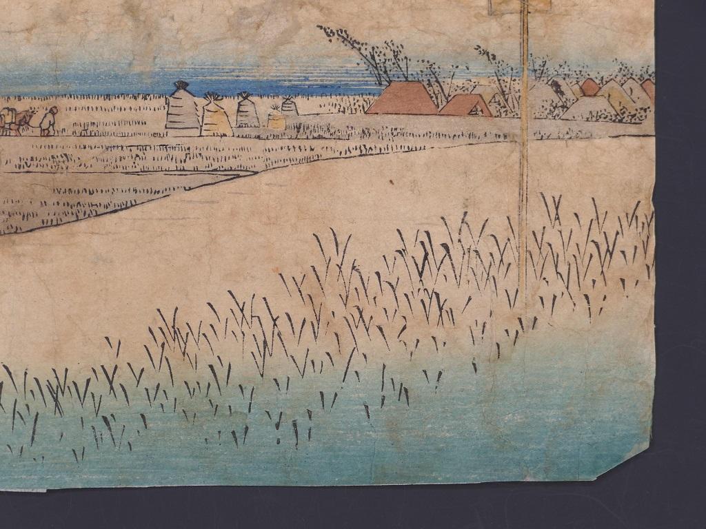 Fukuroi Dejaya No Zu – Orignal-Holzschnitt von Utagawa Hiroshige – 1833 im Angebot 5