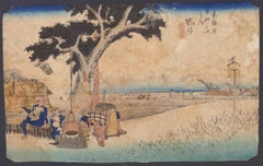 Fukuroi Dejaya No Zu - Orignal Woodcut d'Utagawa Hiroshige - 1833