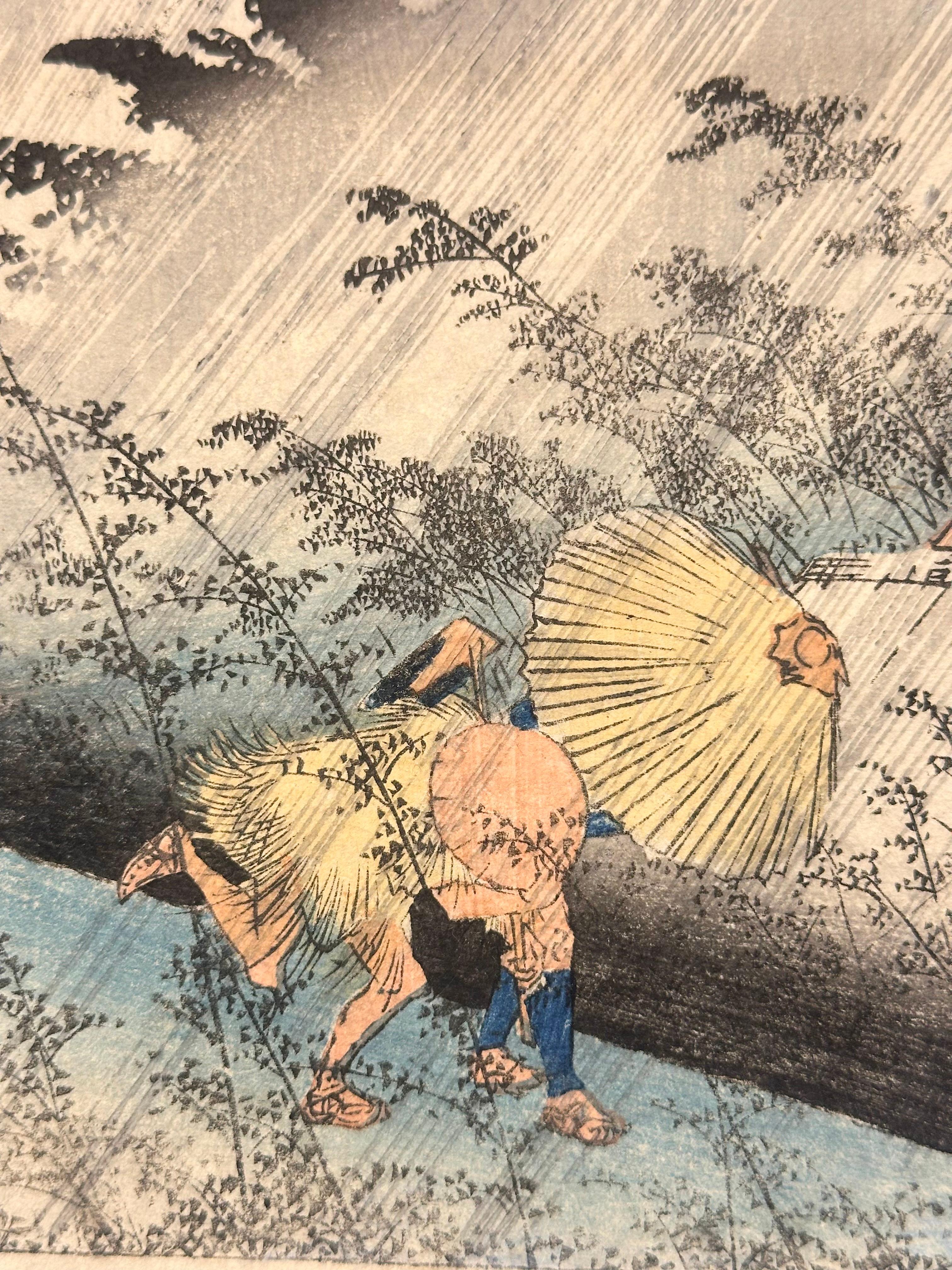 HIROSHIGE UTAGAWA I, Pioggia improvvisa a Shono, Shôno, hakuu, Sudden Shower - Print Edo di Utagawa Hiroshige