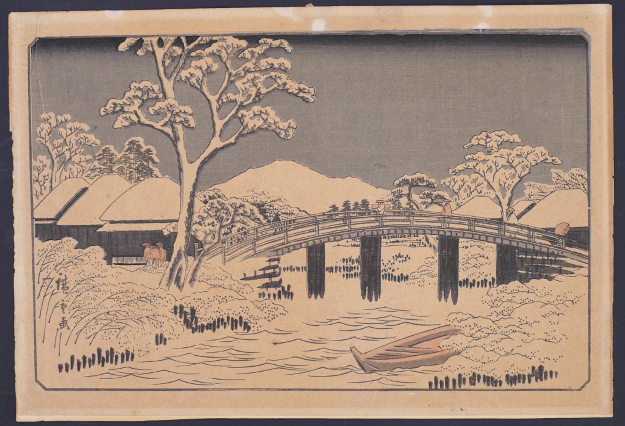 Hodogaya - Reisho Tokaidodate is a beautiful color woodcut print on paper, the plate n. 5, from the series “Fifty-three Stations of the Tokaido (Tokaido gojusan tsugi),” also known as the Reisho TokaidoDate, designed by the ukiyo-e master Utagawa