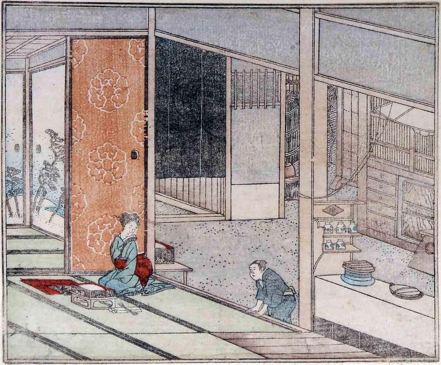 Interior Scene with Traditional Service by Utagawa Hiroshige - 19th Century