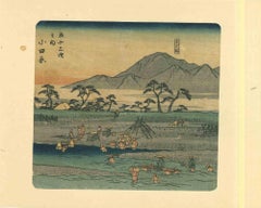 Japanese Landscape - Original Woodcut Print by Utagawa Hiroshige - 19th Century
