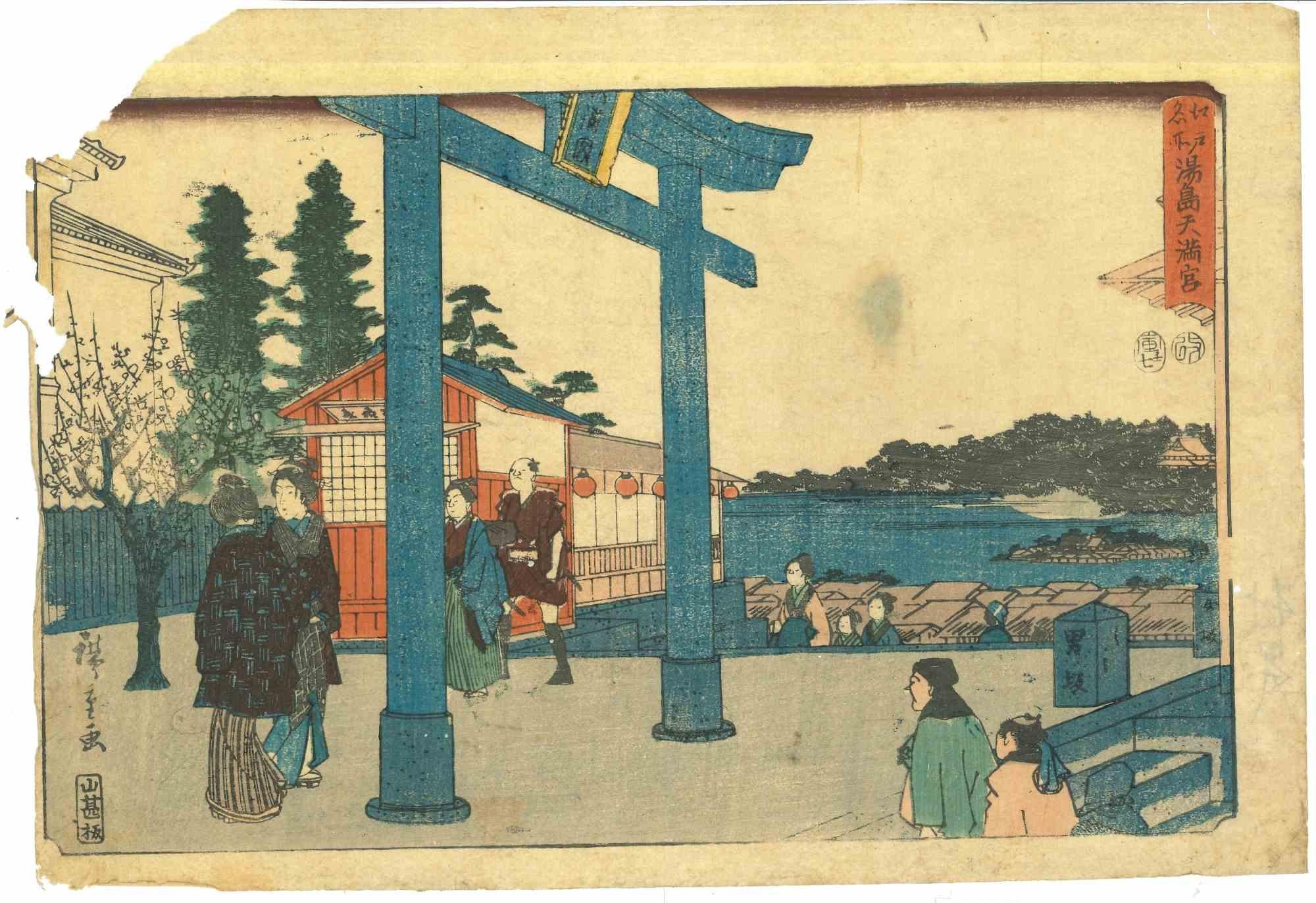 Japanese Woodcut Print - Original Woodcut Print by Utagawa Hiroshige - 19th Cent