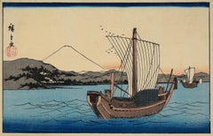 Kiyomi Barrier & Seiken Temple Near Okitsu- Japanese Woodcut Print on Rice Paper