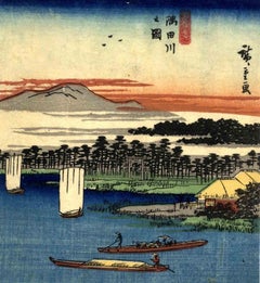 Landscape on the Sumida - Original Woodcut by Utagawa Hiroshige -1840