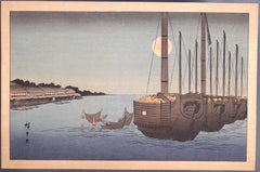 Nachtfischen - Original Holzschnitt nach Utagawa Hiroshige - Anfang 20