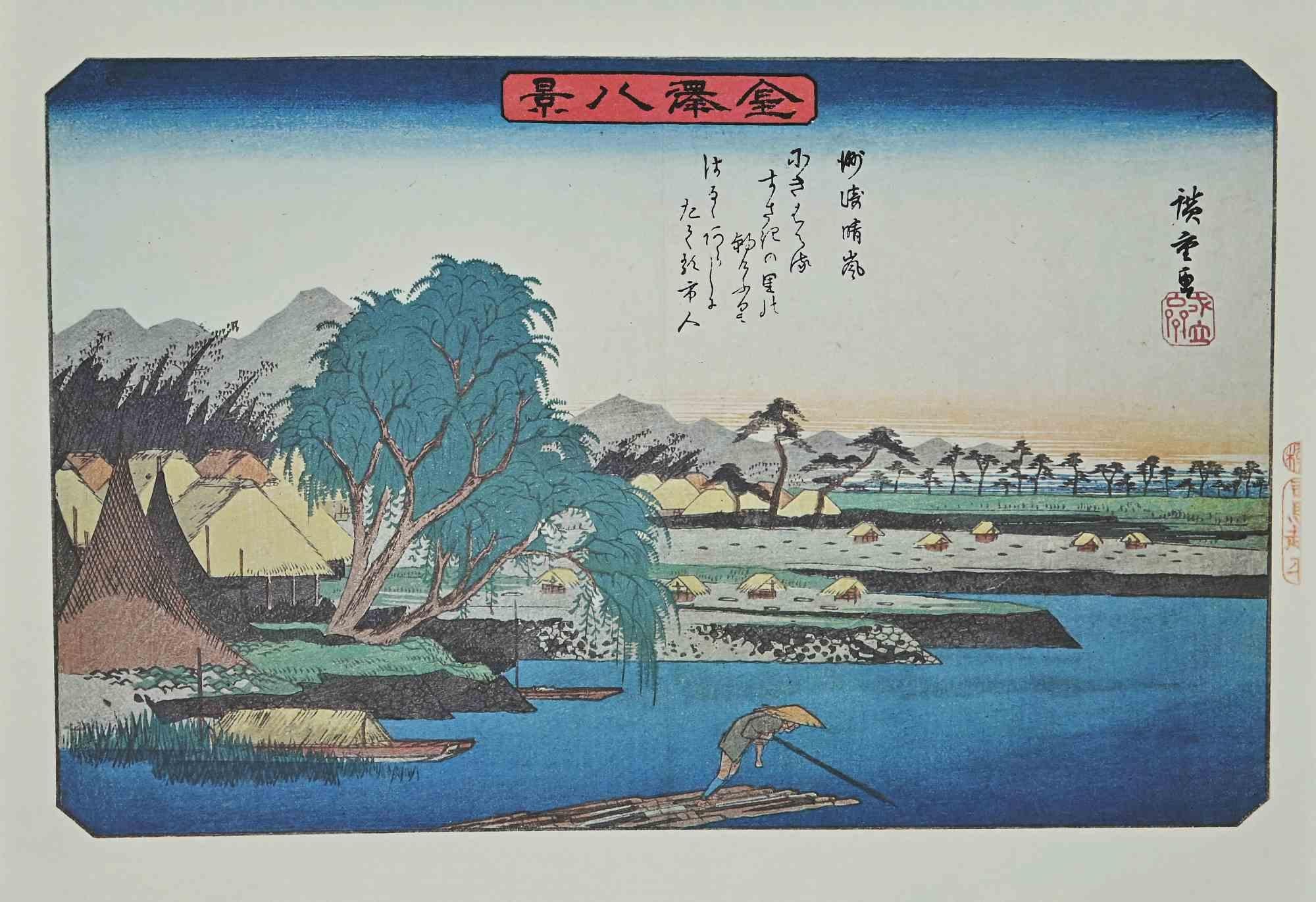 Scenic Spots in Kanazaw - Lithographie nach Utagawa Hiroshige - Mitte des 20. Jahrhunderts