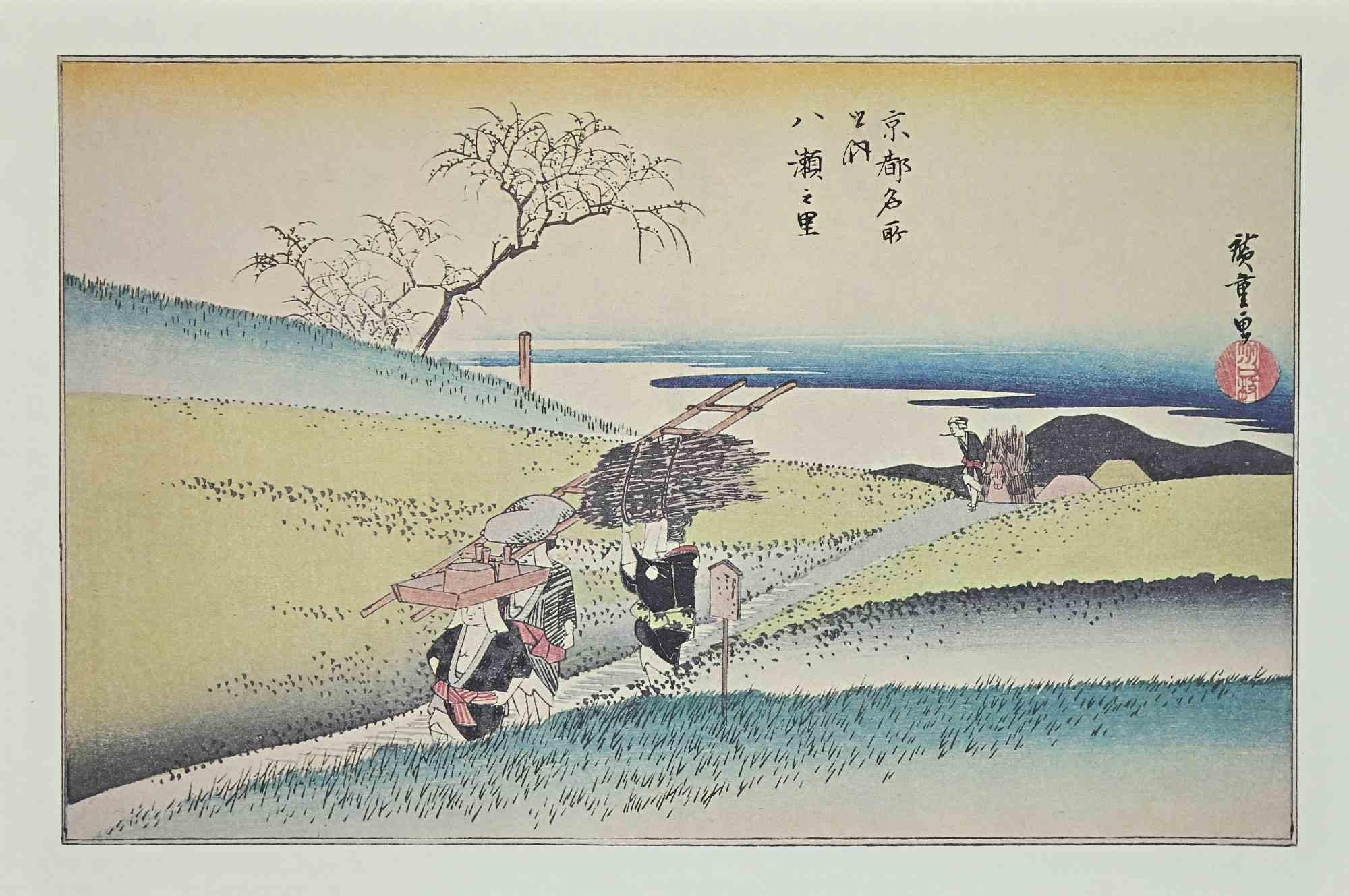 Scenic Spots in Kyoto-Lithographie nach Utagawa Hiroshige, Mitte des 20. Jahrhunderts