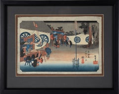 Antique Stage 48 of the 53 Stages of the Tokaido - Japanese Woodblock on Rice Paper