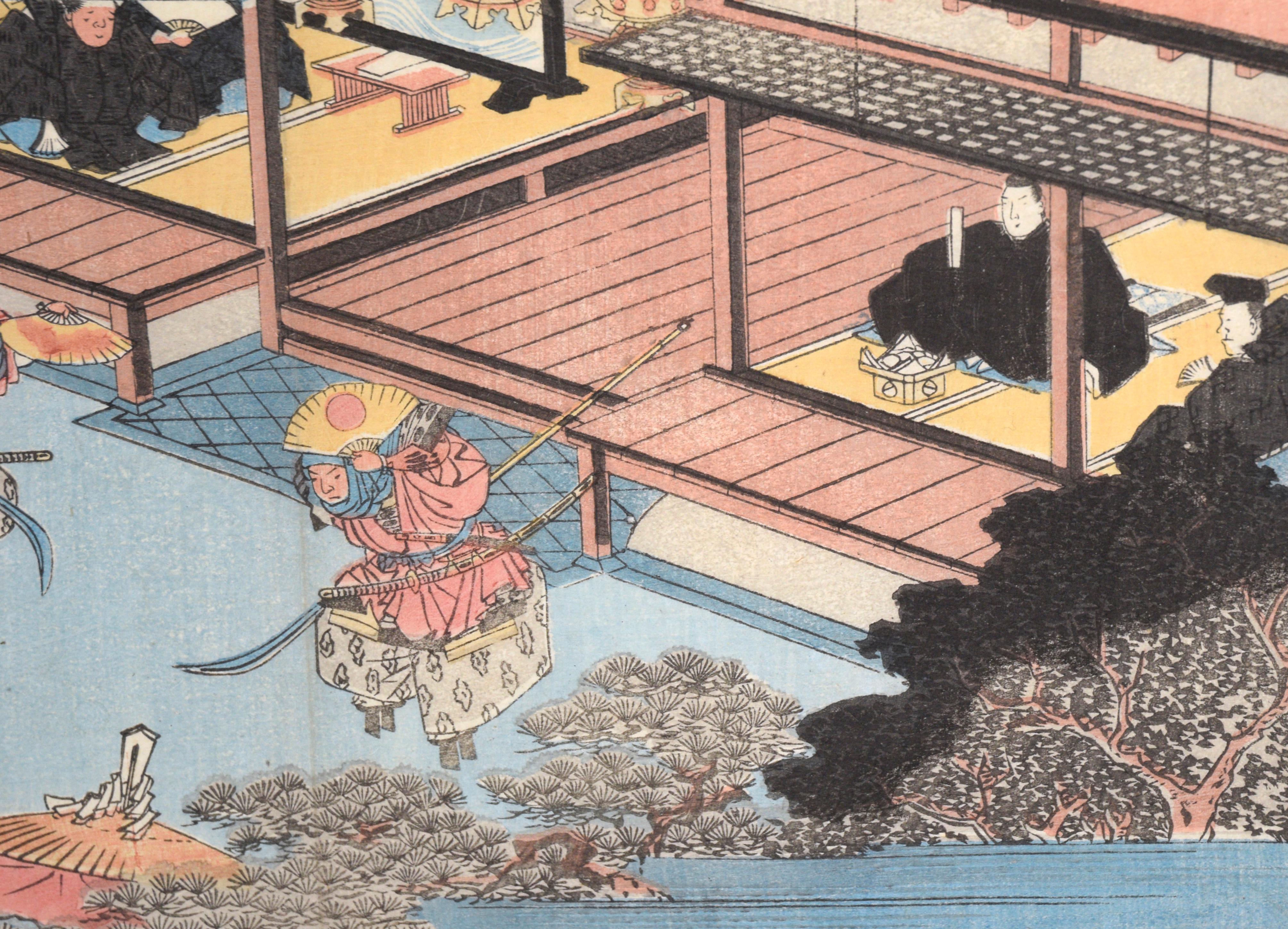 Sumiyoshi: danza Dengaku eseguita durante una cerimonia Onda - Stampa su legno in vendita 1