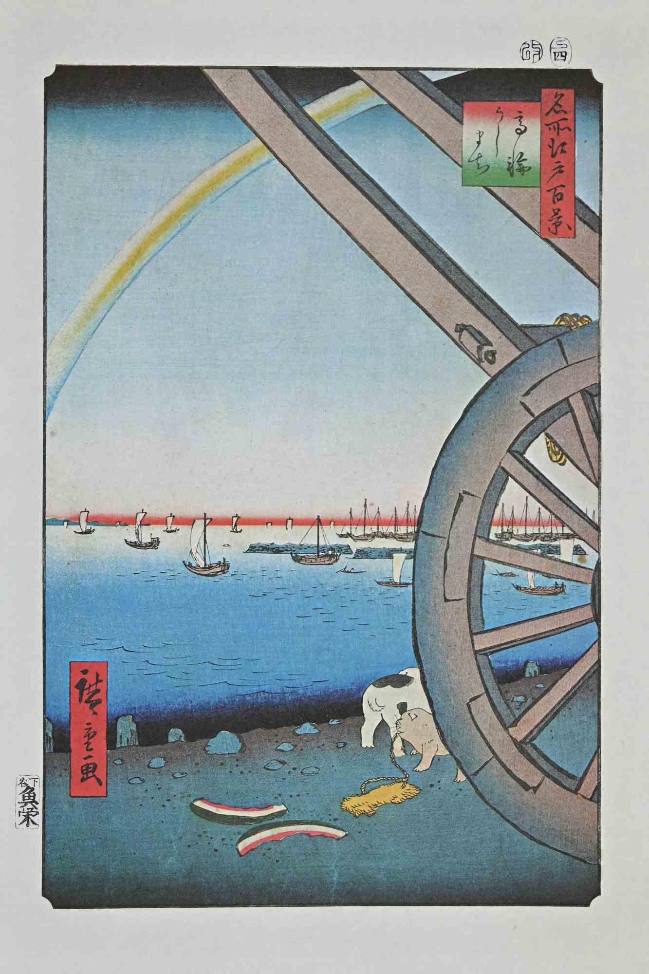 The Sea is a modern artwork realized in the Mid-20th Century.

Mixed colored lithograph after a woodcut realized by the great Japanese artist Utagawa Hiroshige in the 19th century.

Very Good conditions.

Collect an oriental artwork!

Utagawa