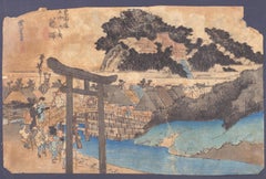 The Yugyô-ji Temple - Orignal Woodcut by Utagawa Hiroshige - 1833 ca