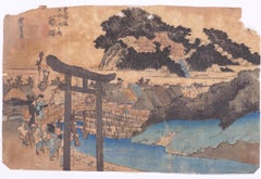 The Yugyô-ji Temple - Orignal Woodcut by Utagawa Hiroshige - 1833 ca