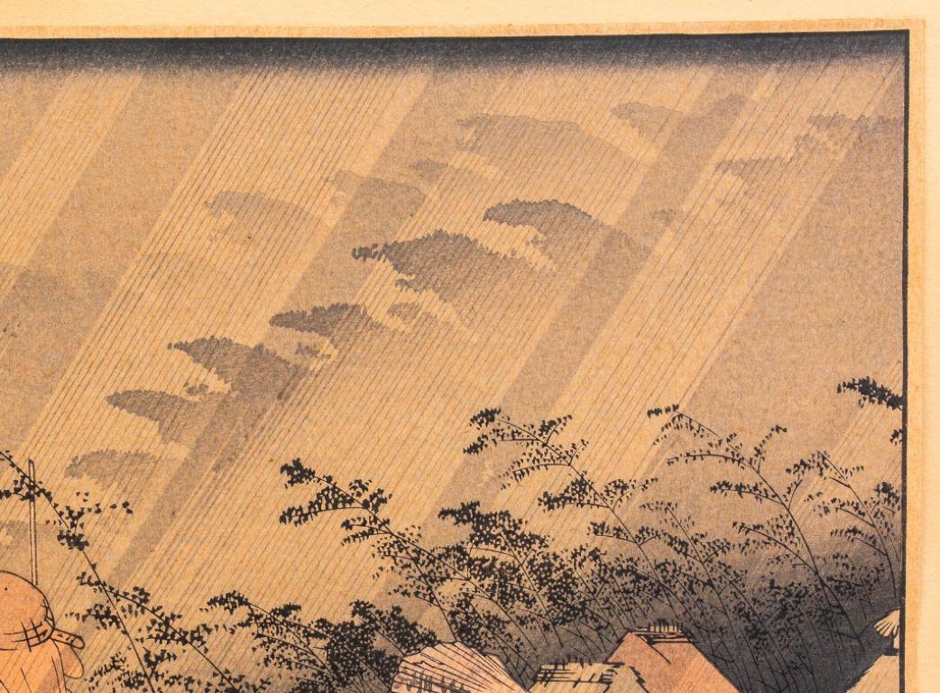 Utagawa Hiroshige „Shono Driving Rain“ Holzschnitt im Zustand „Gut“ im Angebot in New York, NY
