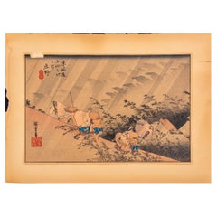 Antique Utagawa Hiroshige "Shono Driving Rain" Woodcut