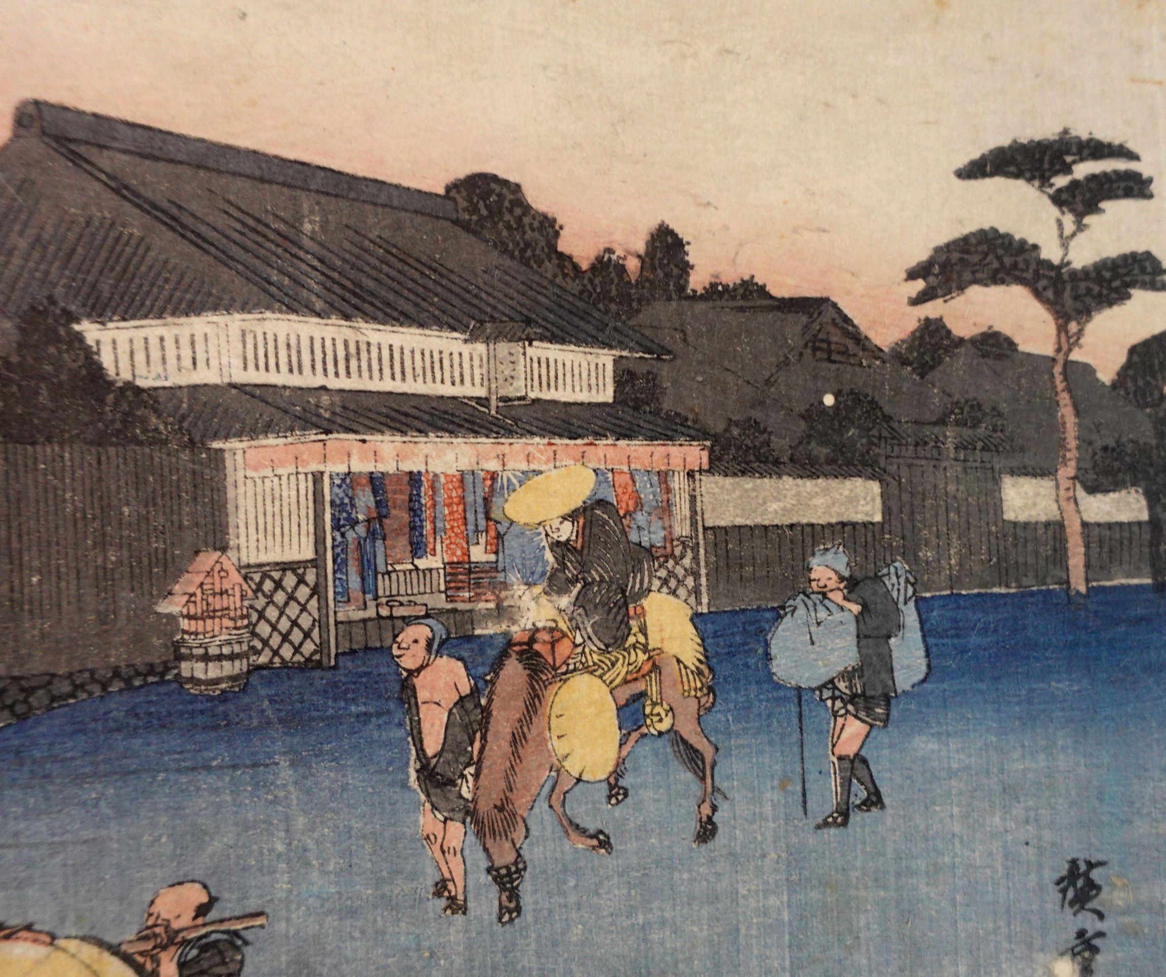 Utagawa Hiroshige 歌川廣重  Holzschnitt aus „The 53 Stations of the Tokaido“  1832 (19. Jahrhundert) im Angebot