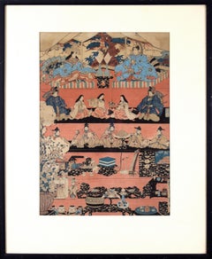 Antique "Various Himochi" Wagashi Festival Japanese Woodblock Print by Utagawa Toyokuni 