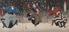scène de neige dans le jeu kabuki, « Senryo Tazuna Koi no Somekomi »