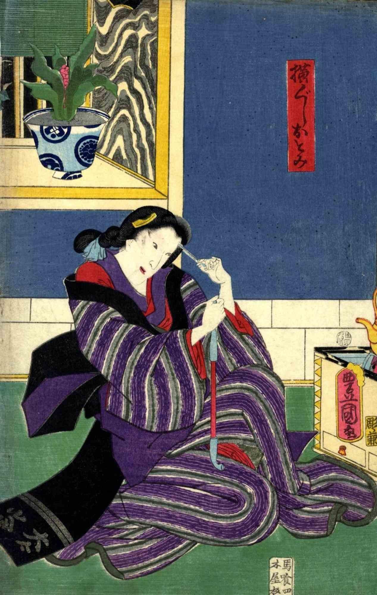 The Geisha Otomi - Woodcut Print by Utagawa Kunisada - 1860s