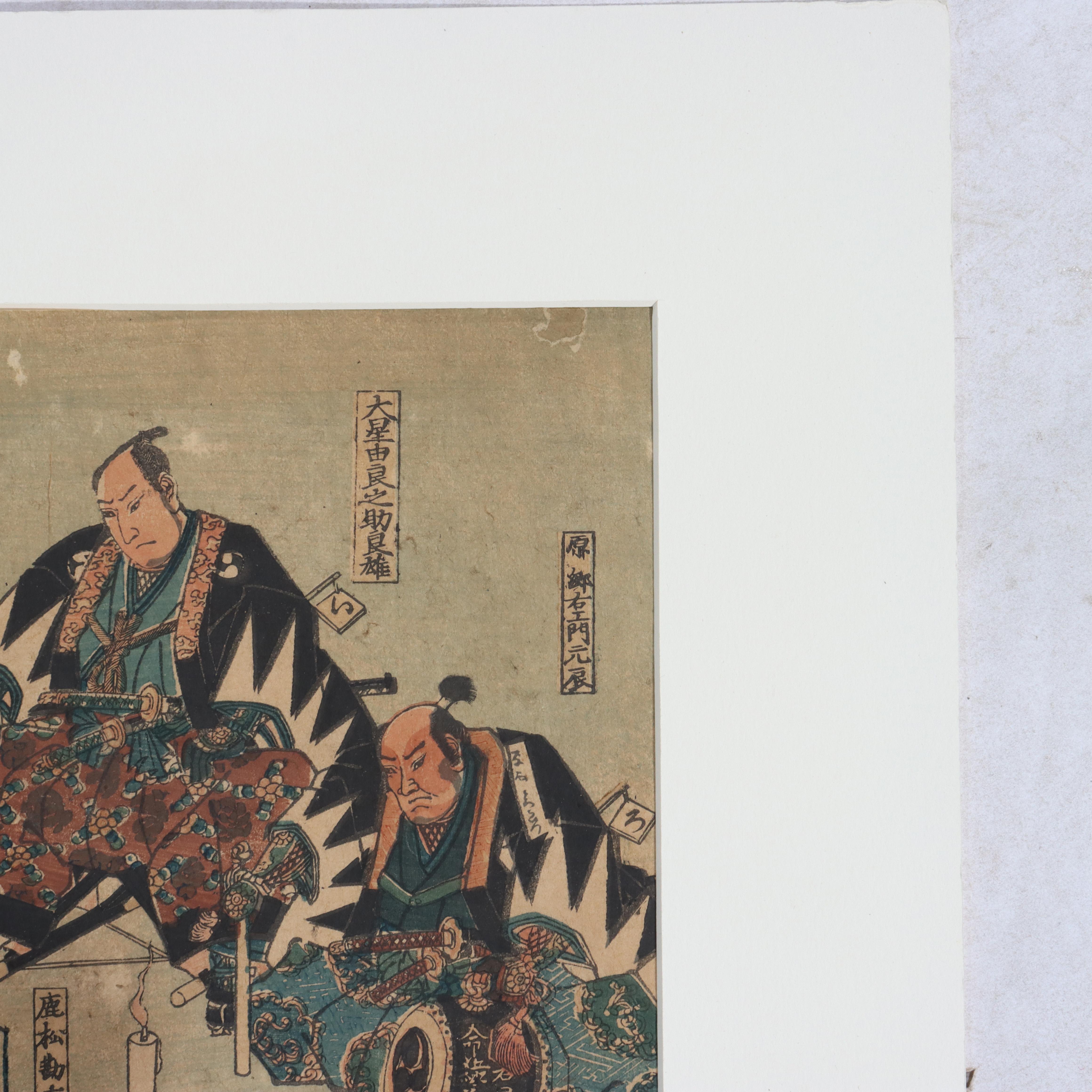 Utagawa Kunisada Antique Japanese Block Print from “47 Ronin” Signed 19thC In condizioni buone in vendita a Big Flats, NY