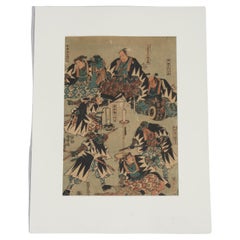Utagawa Kunisada Antique Japanese Block Print from “47 Ronin” Signed 19thC