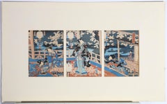 Utagawa Kunisada I- 19thC Japanese Woodblock - Genji With The Flowers At Night