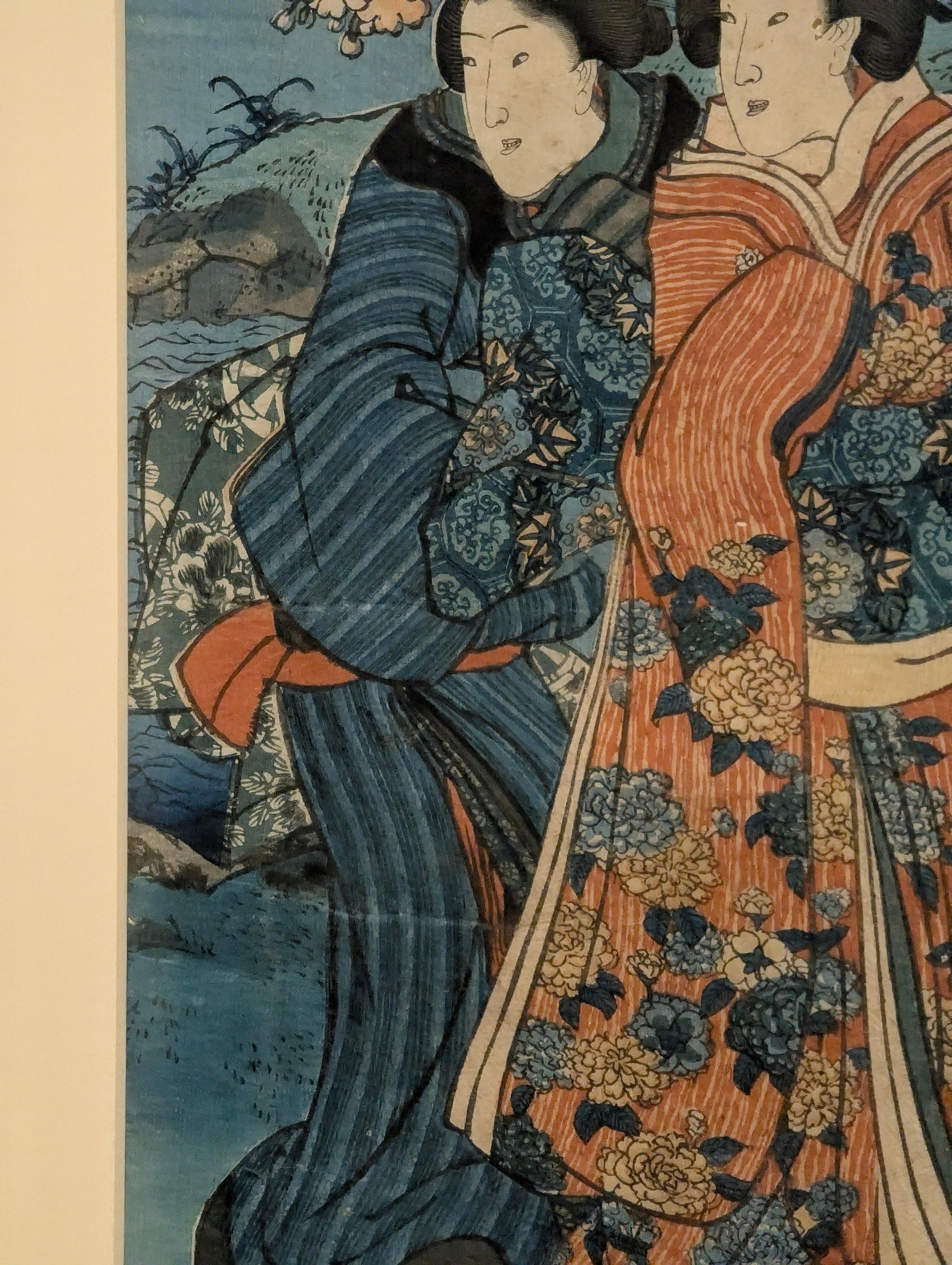 Utagawa Kunisada I (Toyokuni III) Gravure sur bois japonaise ancienne Trois beautés en vente 1
