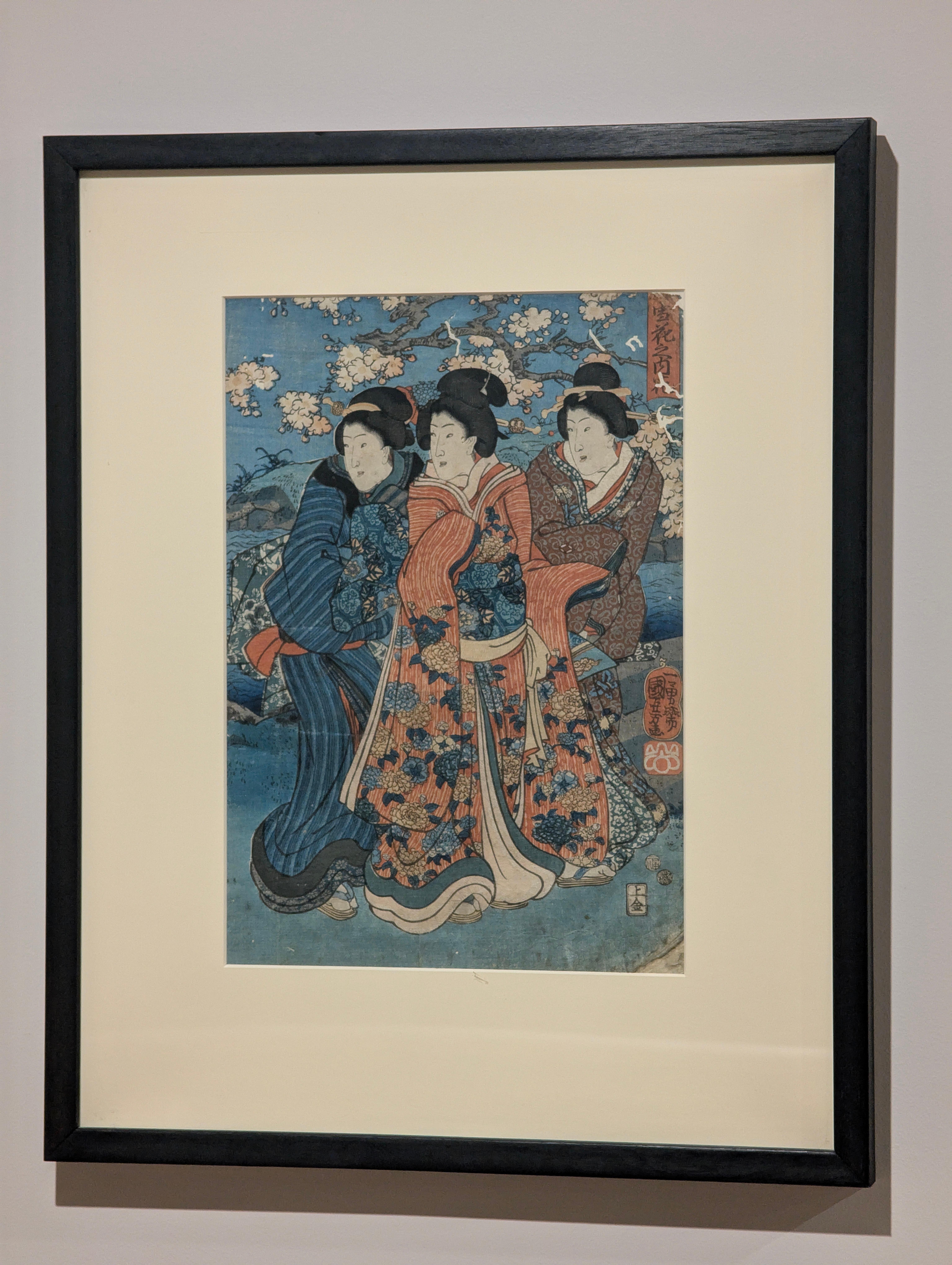 Utagawa Kunisada I (Toyokuni III) Gravure sur bois japonaise ancienne Trois beautés en vente