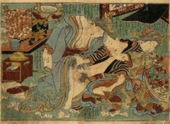 Shunga, Love plays - Woodcut by Utagawa Kunisada - 1850