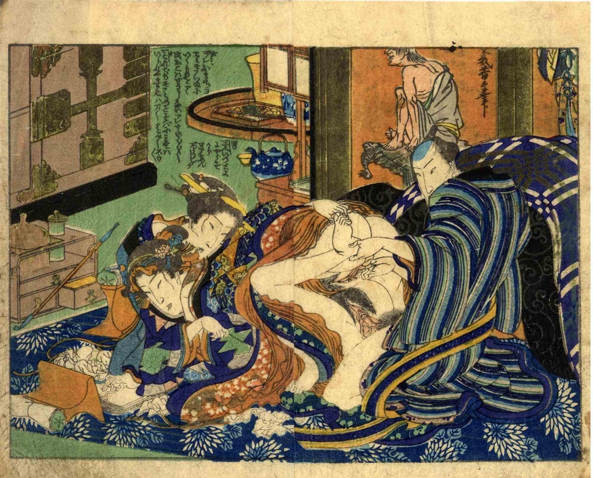 Figurative Print Utagawa Kunisada II  - Shunga, Love Plays - gravure sur bois par Utagawa Kunisada - années 1850