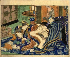 Antique Shunga, Love Plays - Woodcut by Utagawa Kunisada - 1850s