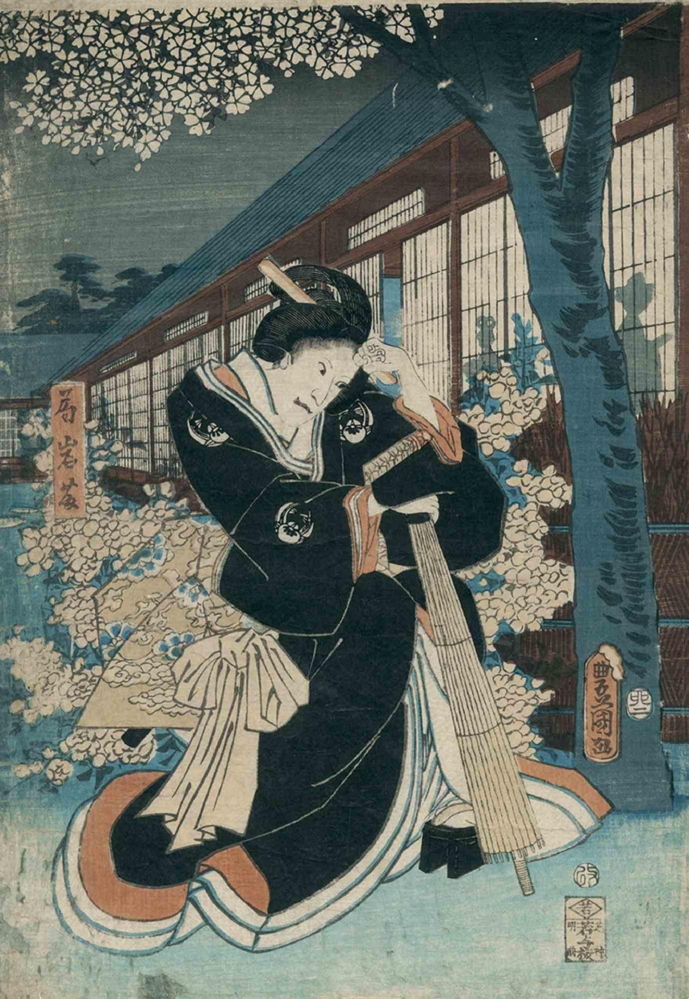 Utagawa Kunisada III Figurative Print - Bijin-ga - Woodblock Print by Utagawa Kunisada - 1850s