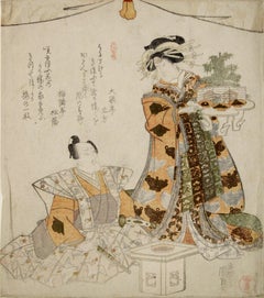 CIRCA 1818 Japanischer Farbholzschnitt von Kunisada - Soga Brothers Kabuki