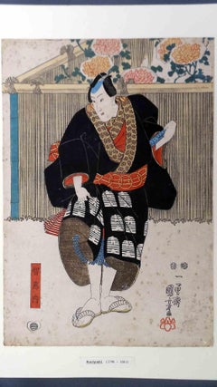 Theater Actor in Black Coat on Stage- Woodcut by Utagawa Kunisada - 19th Century