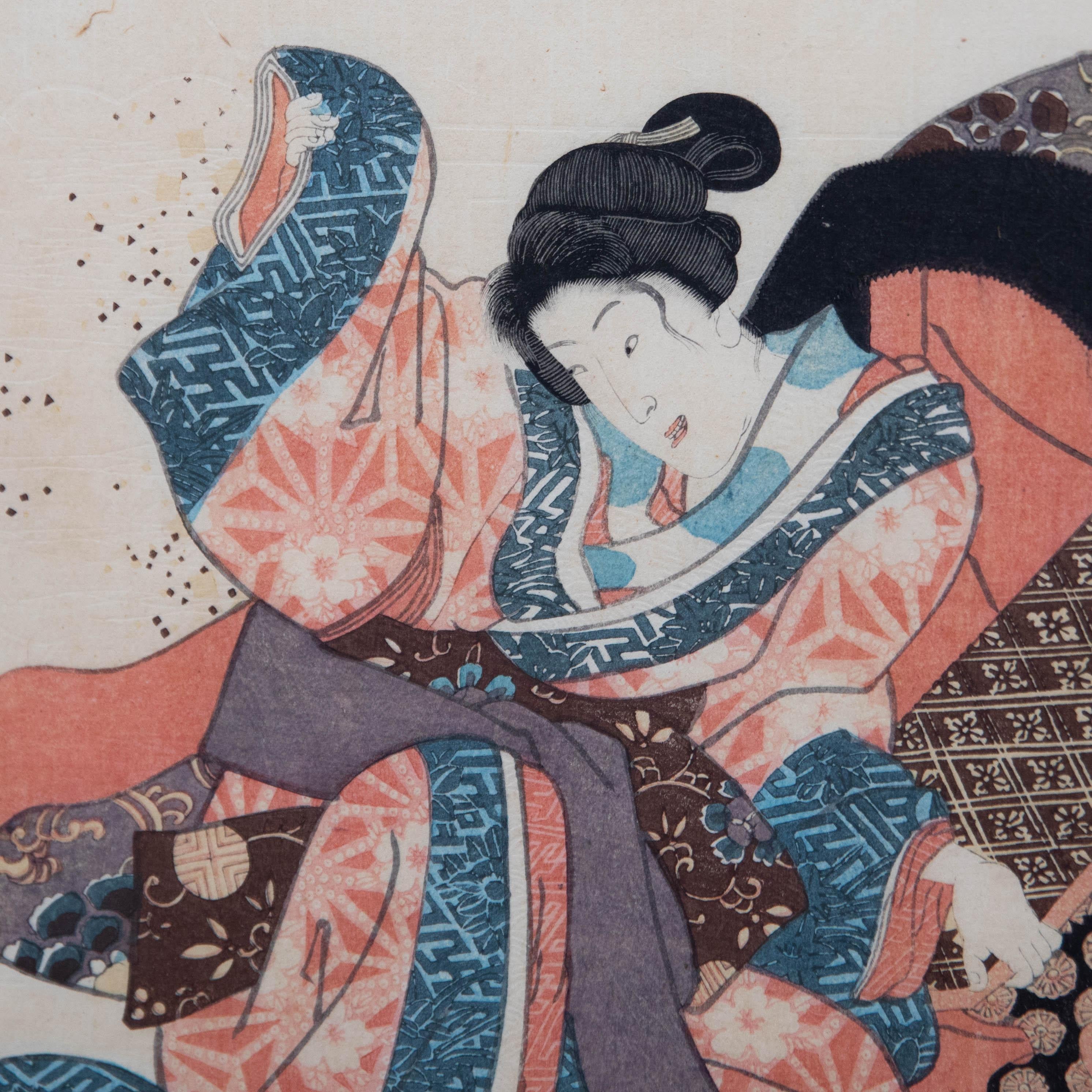 Utagawa Kunisada (1786-1865) - Framed Japanese Woodblock, Tale of Genji For Sale 1
