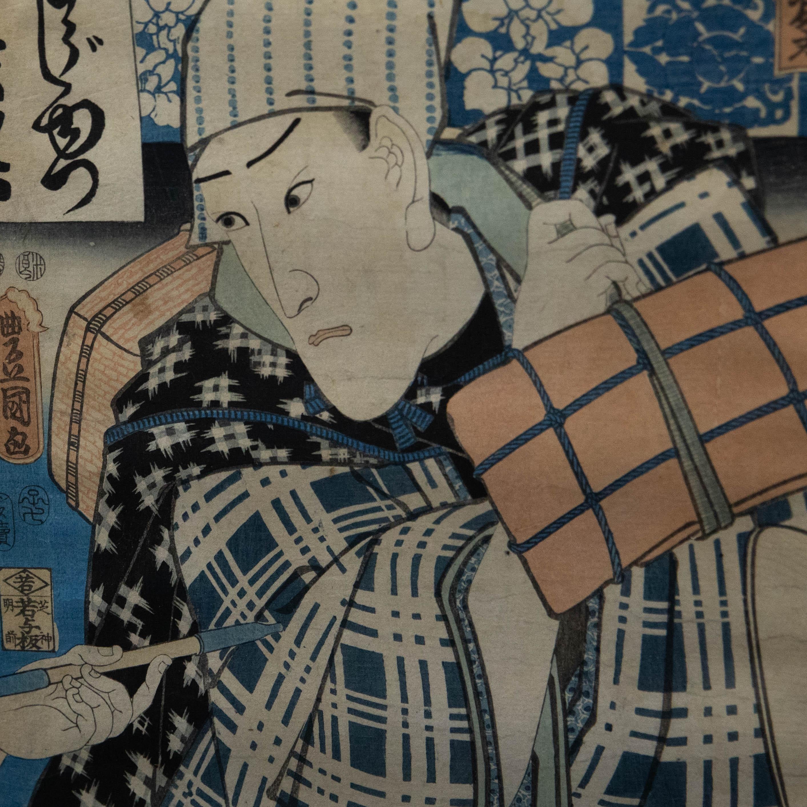 Utagawa Kunisada (1786-1865) – japanischer Holzschnitt, japanischer Mann im Angebot 1