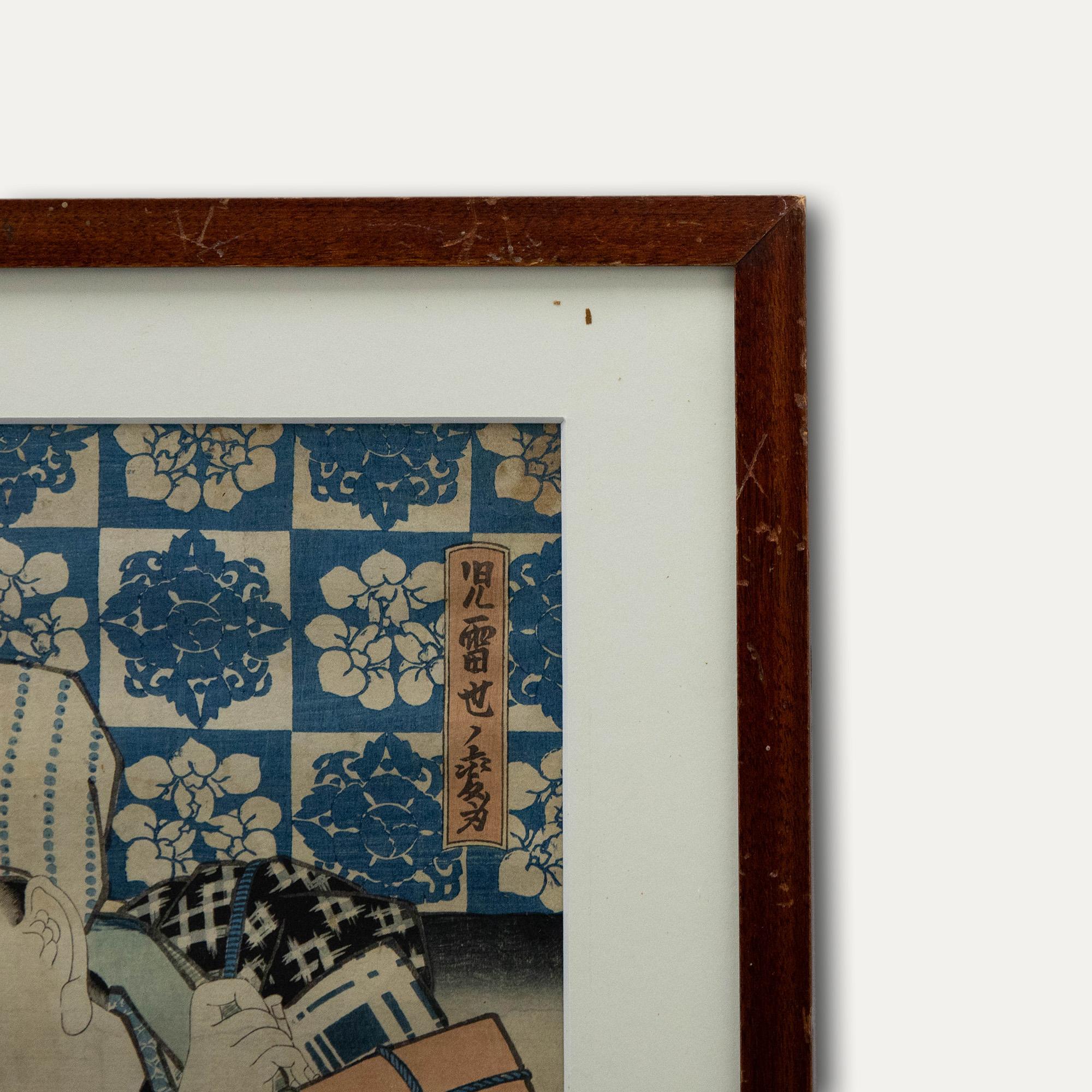 Utagawa Kunisada (1786-1865) – japanischer Holzschnitt, japanischer Mann im Angebot 2