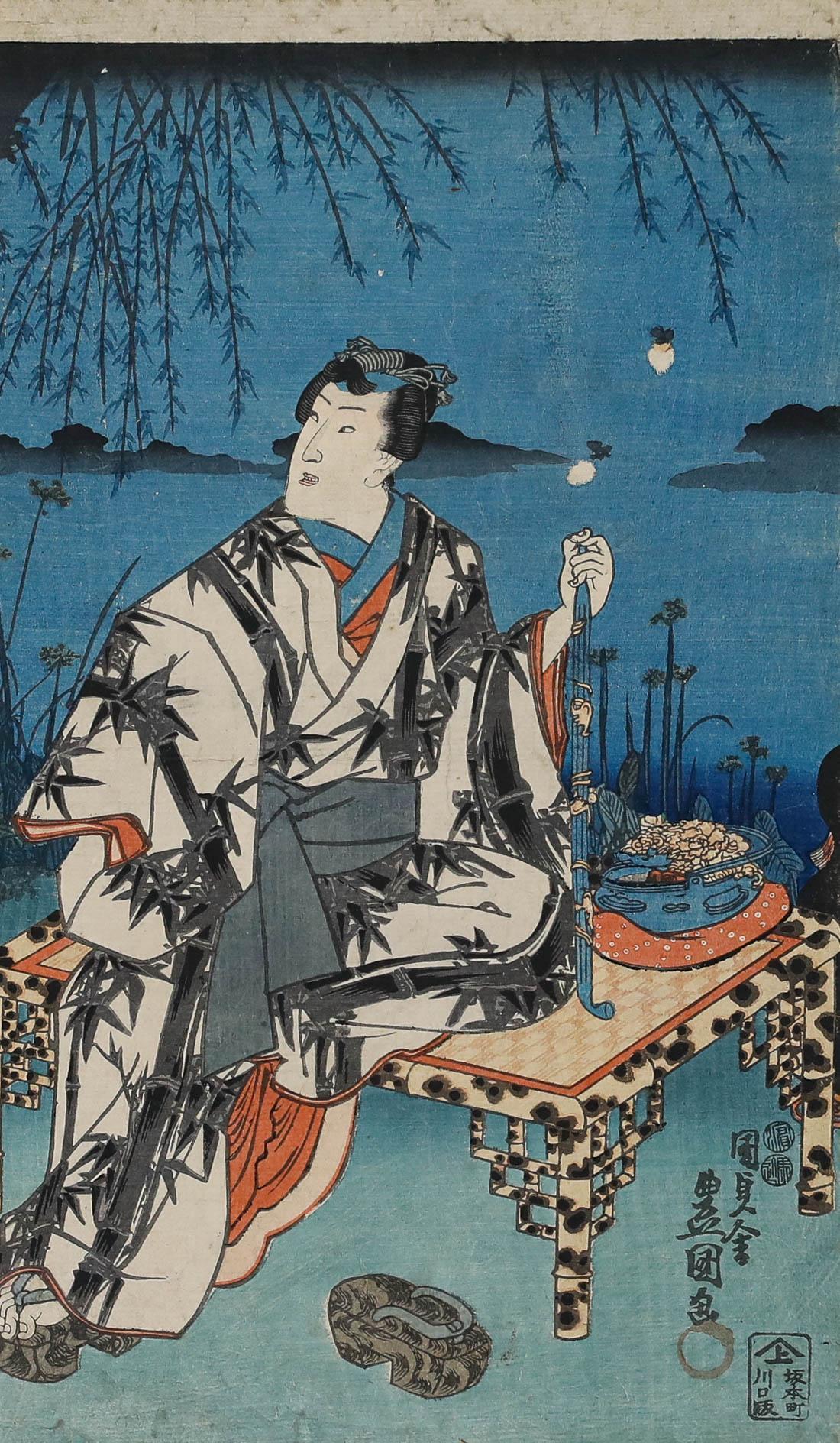 Utagawa Kunisada (1786-1865) - xilografía japonesa de mediados del siglo XIX, Niwa Suzumi - Print de Utagawa Kunisada III