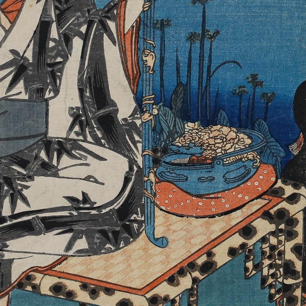 Utagawa Kunisada (1786-1865) - xilografía japonesa de mediados del siglo XIX, Niwa Suzumi - Portrait Print Gris de Utagawa Kunisada III