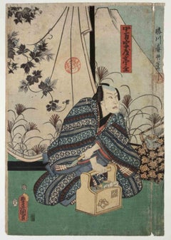 Schauspielerporträt (Yakusha-e) - Holzschnitt attr. Utagawa Kunisada - Mitte 19. Jahrhundert