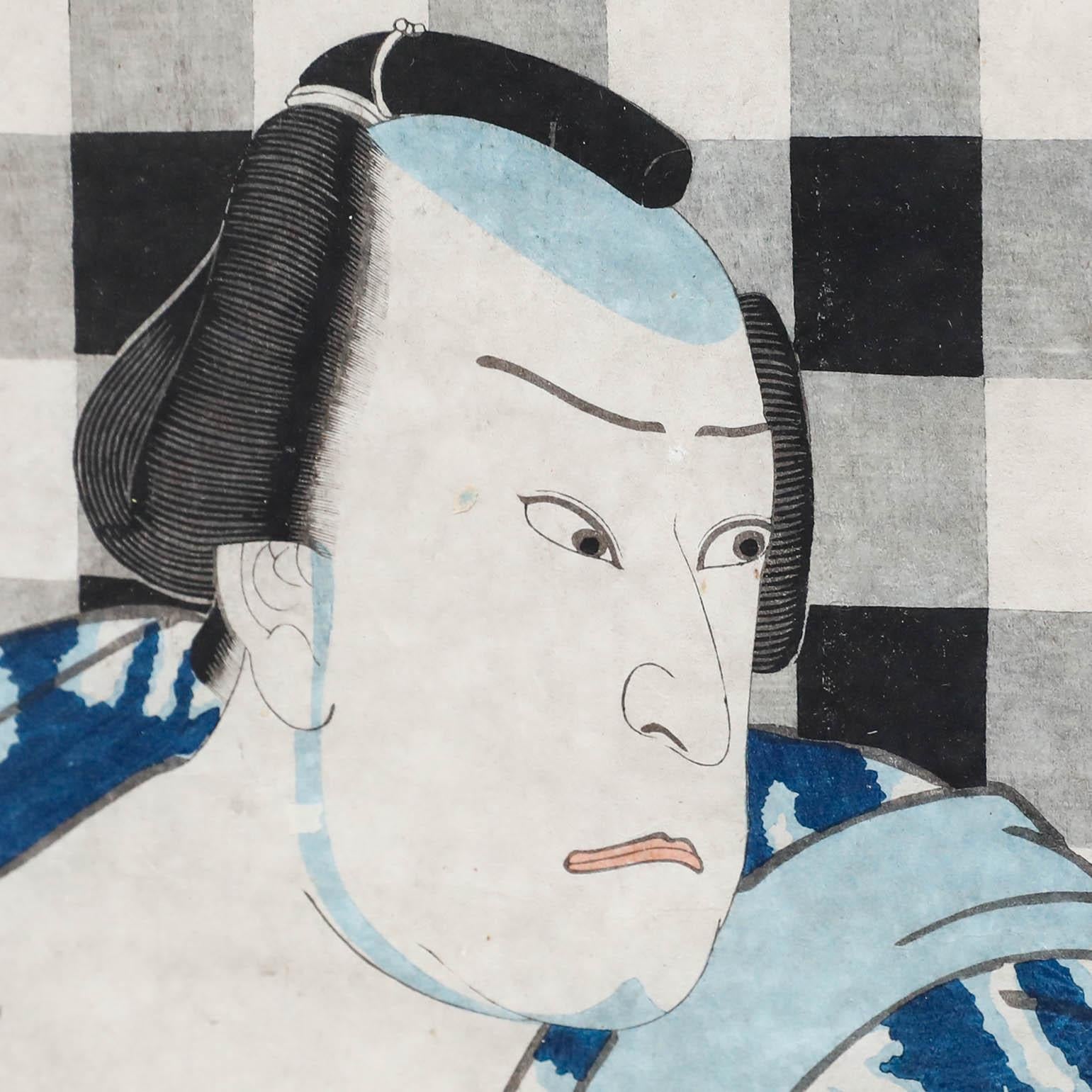 Utagawa Kunisada (1786-1865) - Gravure sur bois japonaise encadrée, Homme populaire en vente 3