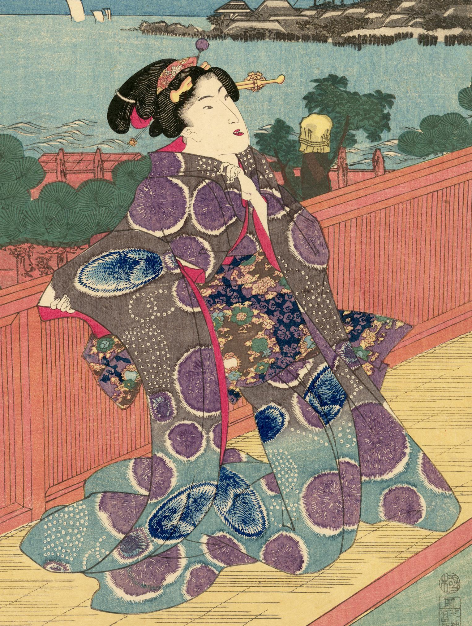 Profitez d'une pleine lune aux États-Unis  - Print de Utagawa Kunisada (Toyokuni III)