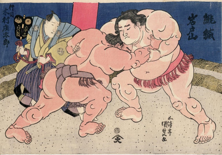 Utagawa Kunisada (Toyokuni III) Figurative Print - Japanese Sumo Wrestlers