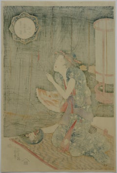 Después de Utagawa Kunisada (Toyokuni III) -- Mujer junto a una mosquitera