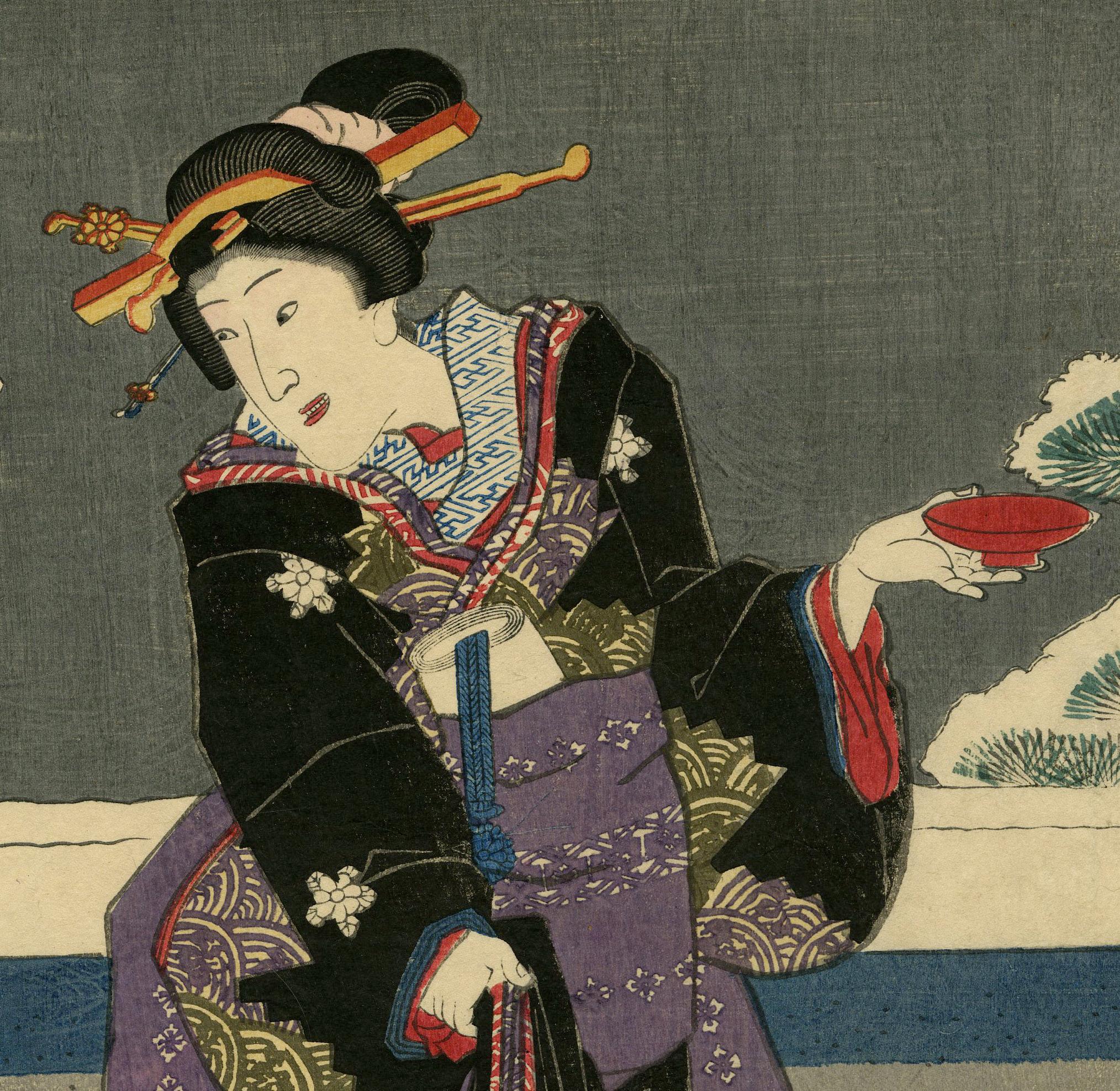 Courtisane Kumekichi - Autres styles artistiques Print par Utagawa Kunisada (Toyokuni III)
