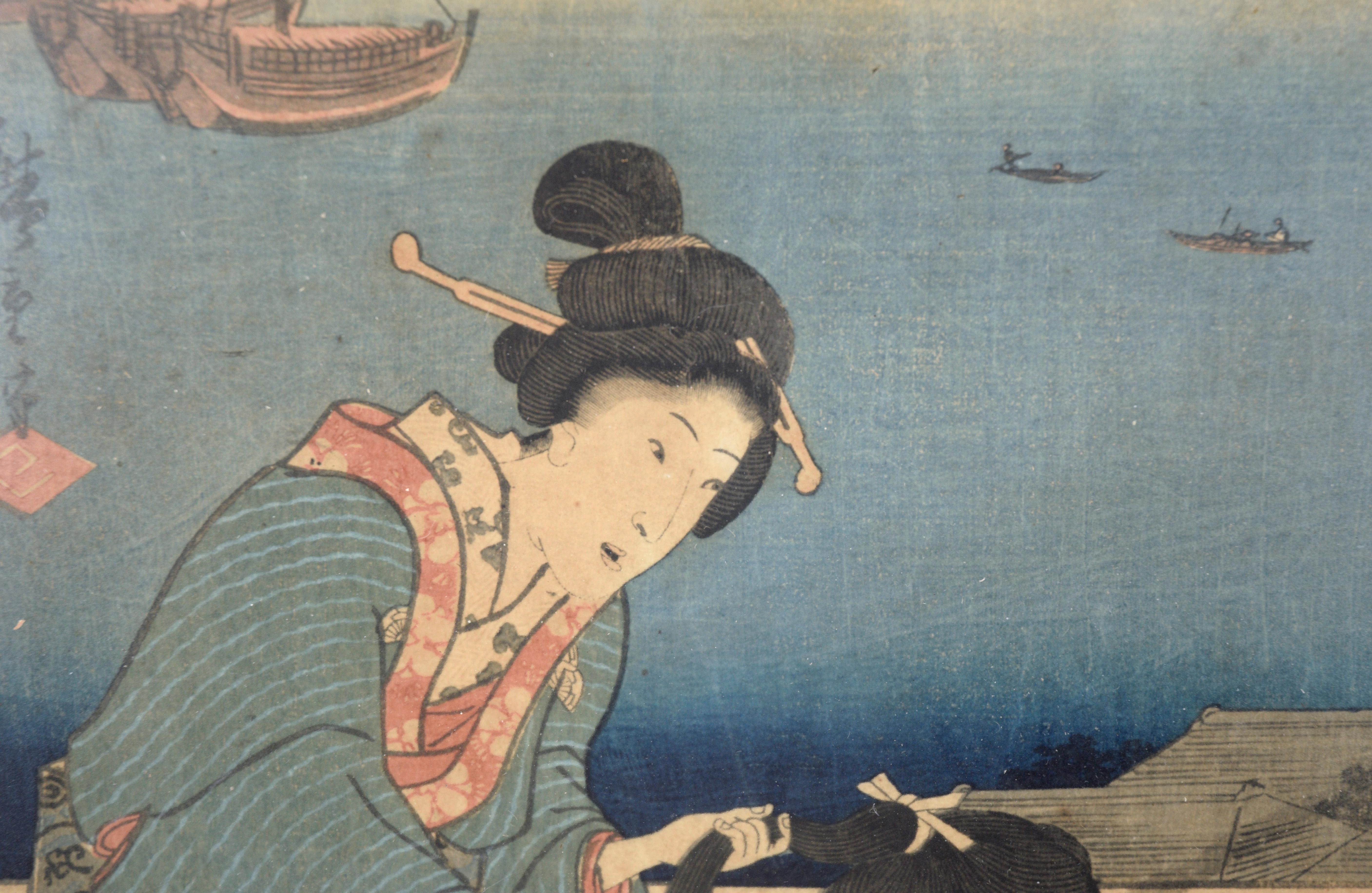 Coiffeuse 53 Stations of Tokaido - Woodblock Utagawa Hiroshige et Kunisada en vente 2