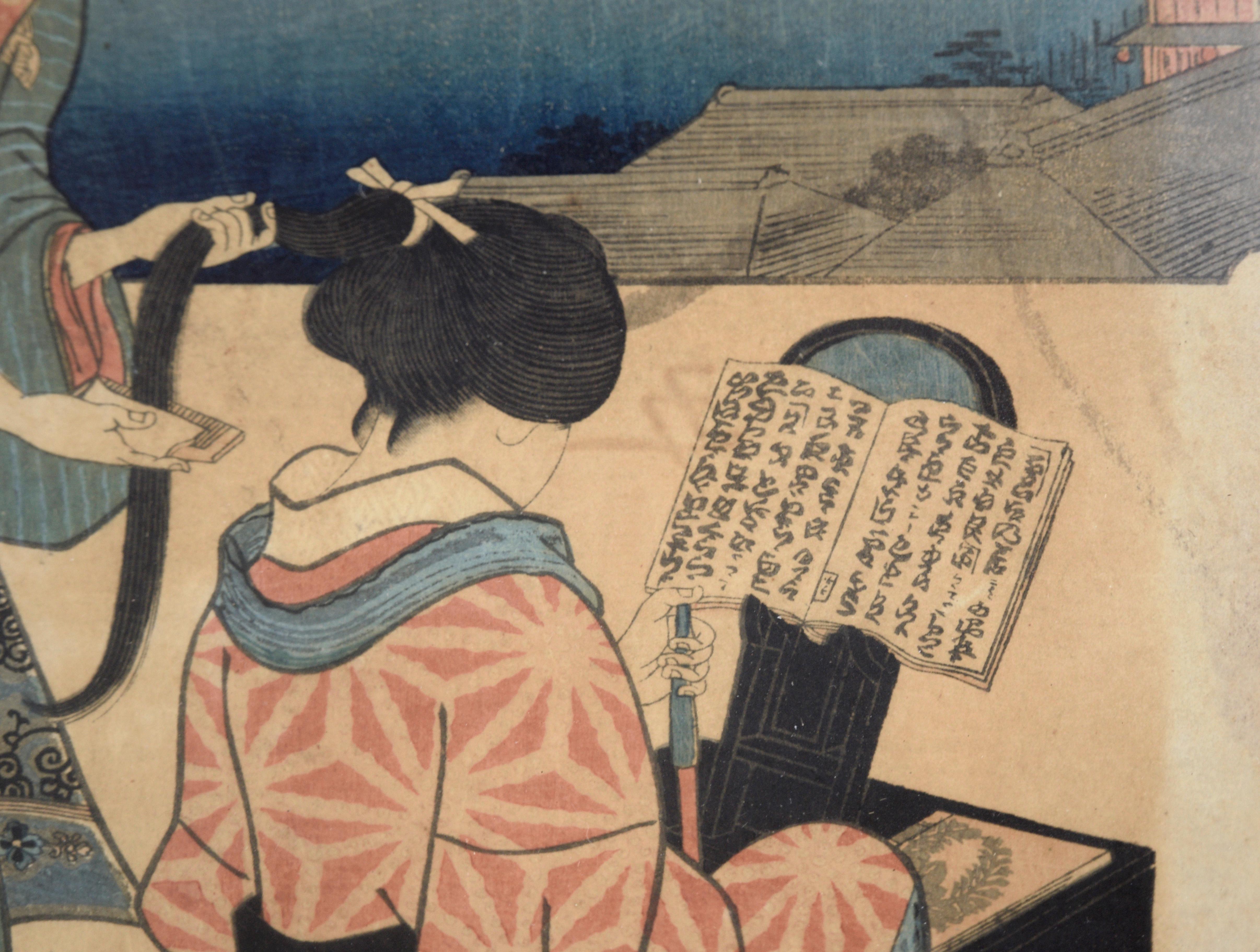 53 Stationen des Tokaido-Schminkzimmers – Holzschnitt von Utagawa Hiroshige und Kunisada im Angebot 3